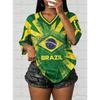 Brasil Flag Football Jersey Women Sports T-Shirts Brasil Flag Street Plus Size Soccer Jerseys Unisex Casual Graphic T Shirts