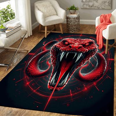 1pc Scary Snake Design Indoor Area Rug - Soft, Anti-Slip, and Durable Gaming Room Decor for Bedroom