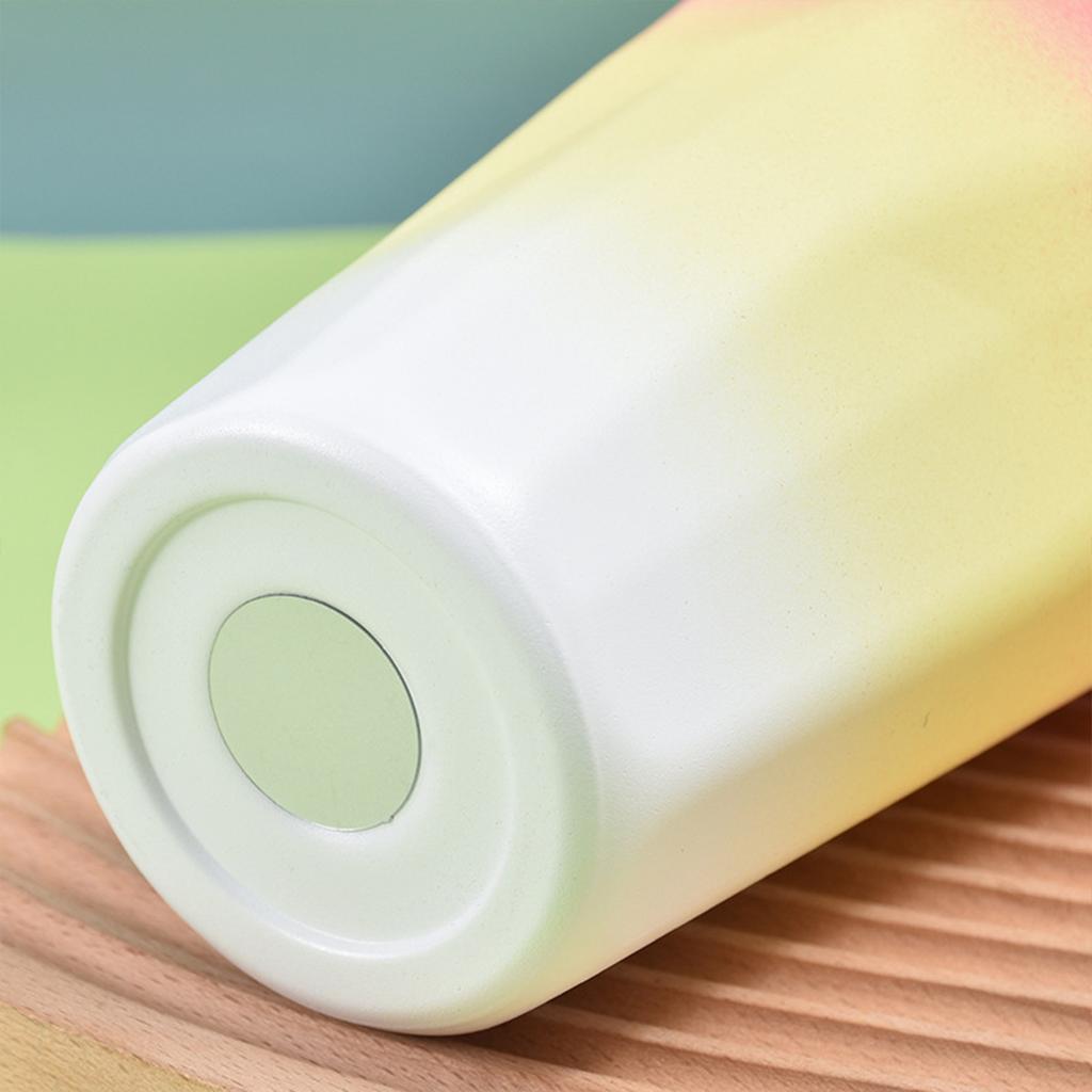 600ML Stainless Steel Insulated Water Bottle Cute Gradient Straw Drinking Cup Home Travel Portable Insulated Tumbler Coffee Cup