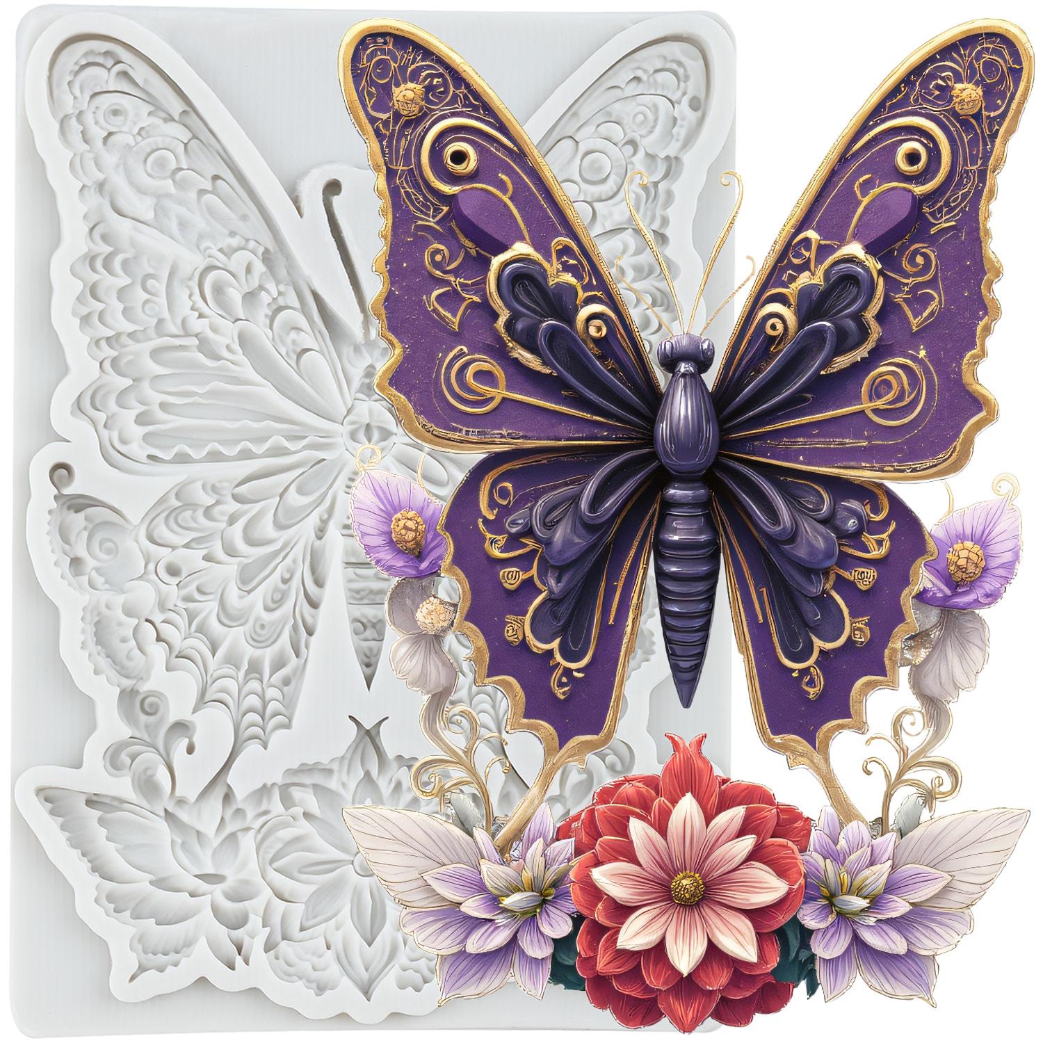 

Butterfly Silicone Molds Butterfly Flower Fondant Mold Cake Decorating Tools Cupcake Topper Chocolate Candy Craft Gum Paste Polymer Clay серый