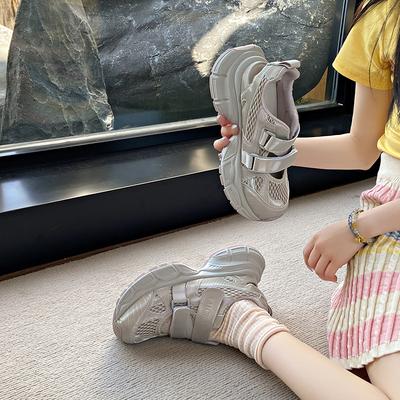 Thick-soled Hollow Mesh Breathable Dad Shoes Women's Summer New Inner Height-increasing Casual Sandals Velcro Versatile Sports Shoes