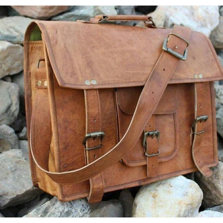 New Vintage Leather Messenger Bag Genuine Leather Laptop Satchel Bag Handmade