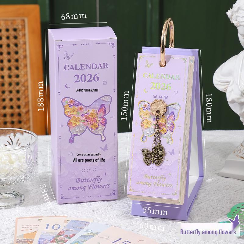 

2026 Butterfly Oil Painting Tear-Off Calendar: Creative 365-Day Desktop Display