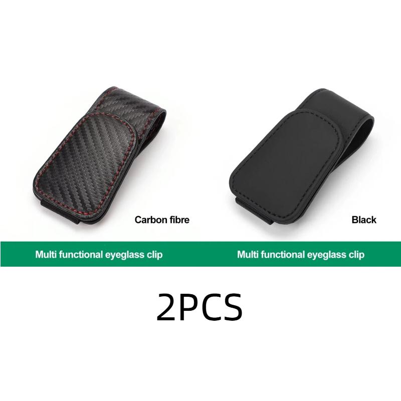 Visera Solar Universal para Coche Clip Colgador de Gafas Cuero PU Magnético Soporte para Gafas Almacenamiento Multifunción Accesorios Interiores para Automóvil