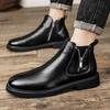 Fashion 2025 Winter Genuine Leather Shoes Mens Fashion Chelsea Boots Warm Plush British Style Cow Leather Brand Male Footwear D560