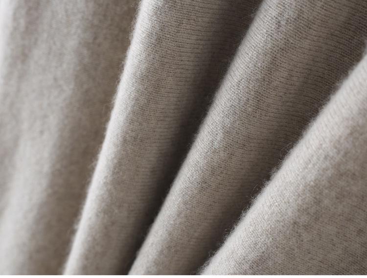 Autumn 2026 Women's Mid-Length Cashmere V-Neck Sweater - Elegant Solid Color Pullover