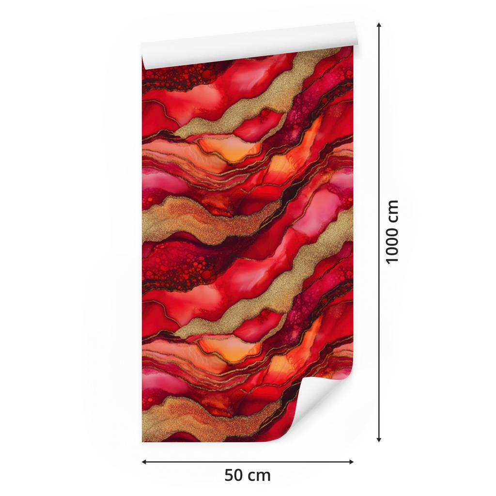 Ink Wallpaper Red, Orange, Gold and Pink 50x1000