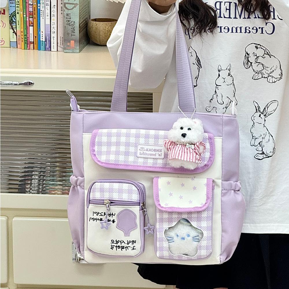 Borsa a Zaino Ulzzang Dolce e Carina Esposizione Fumetti Borsa a Spalla Uniforme JK per Pendolarismo e Uscite Borsa a Tracolla Donna Y2K