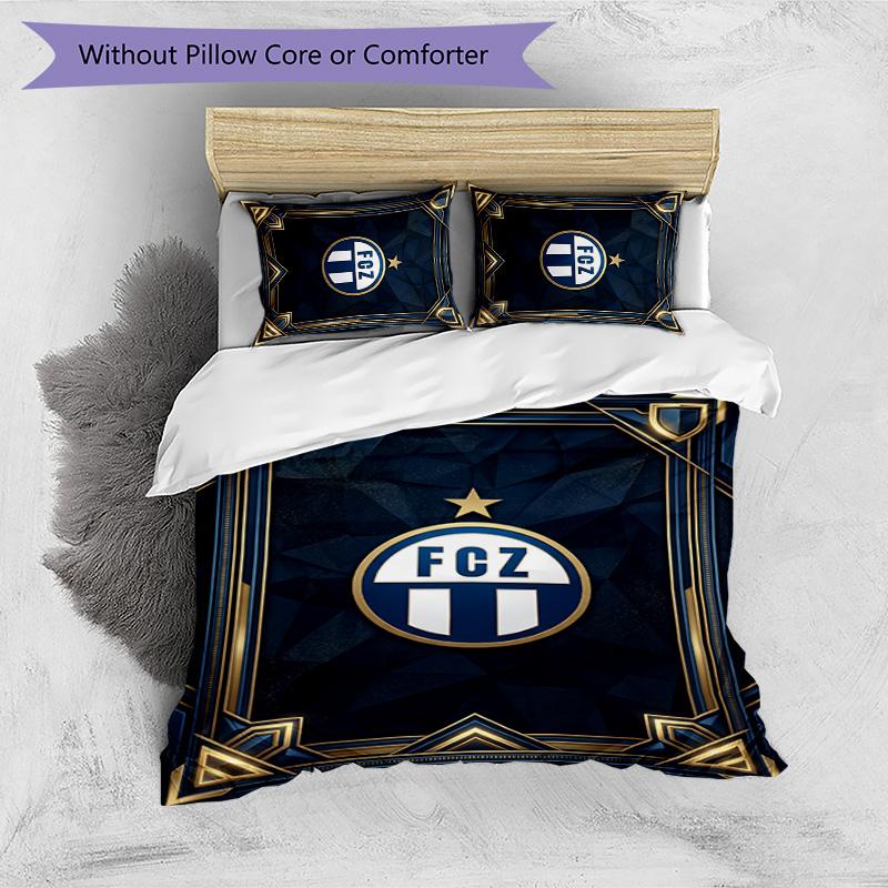 Set Lenzuola Stampato FC Zürich 3 Pezzi Copripiumino Traspirante con Federe Biancheria da Letto Decorativa per Camera da Letto Casa