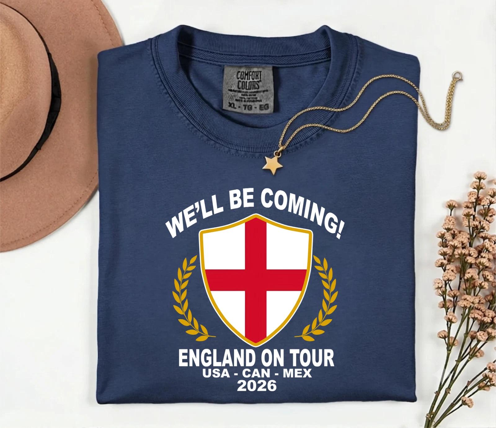 England 2026 Tour T-Shirt, Three Lions Crest Shirt, USA CAN MEX Fan Tee XL