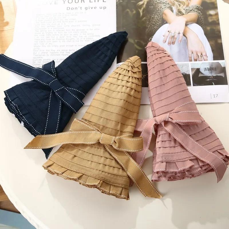 Women's Summer Sun Hat with Bow Folding Large Cornice Hat Sun Protection Hat