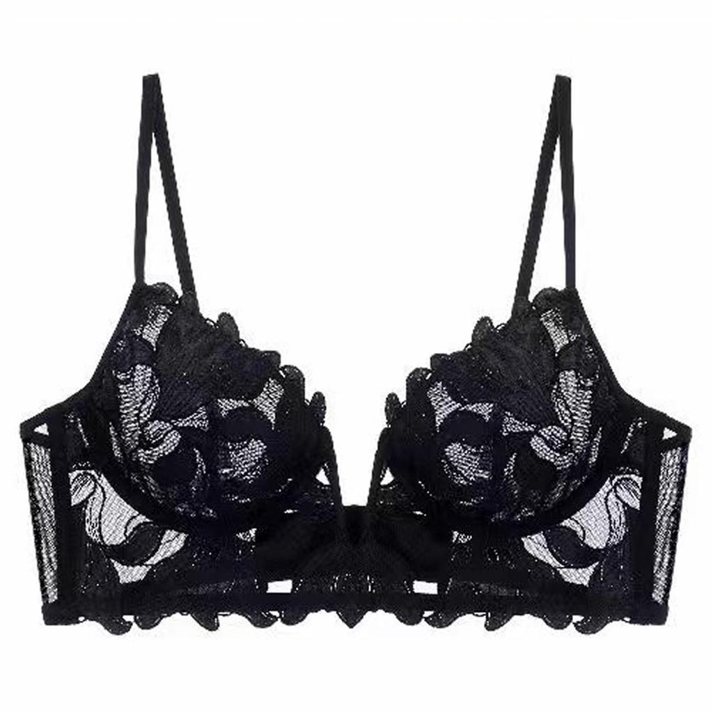 "Sexy Deep V Embroidered Lace Push-Up Lingerie Set for Enhanced Curves"