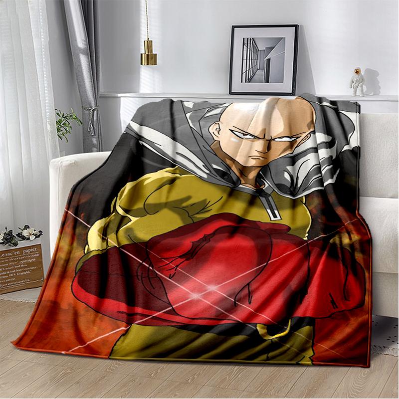 3D One Punch Man Saitama Cartoon Anime Soft Blanket,Soft Throw Blanket for Home Bedroom Bed Sofa Travel Cover Child Gift