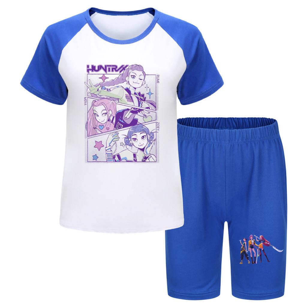 Kpop Demon Hunters Children Summer Sports Set With Cotton Tee And Shorts For Kids