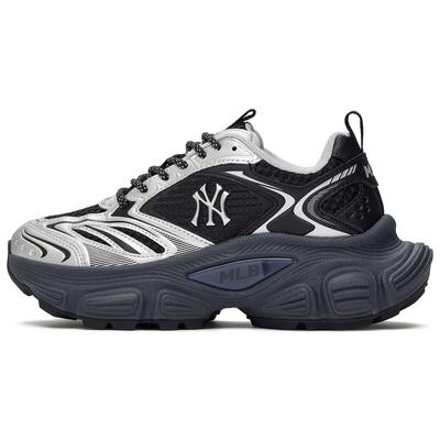 New York Yankees Synthetikleder Low-Top klobige Sneaker Unisex Schwarz 3ASHWD15N-50BKS