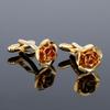Rose Cufflinks Cross-border Hot-selling Men's and Women's French Simple Golden Flower Spot Jewelry Wholesale 1 Pair