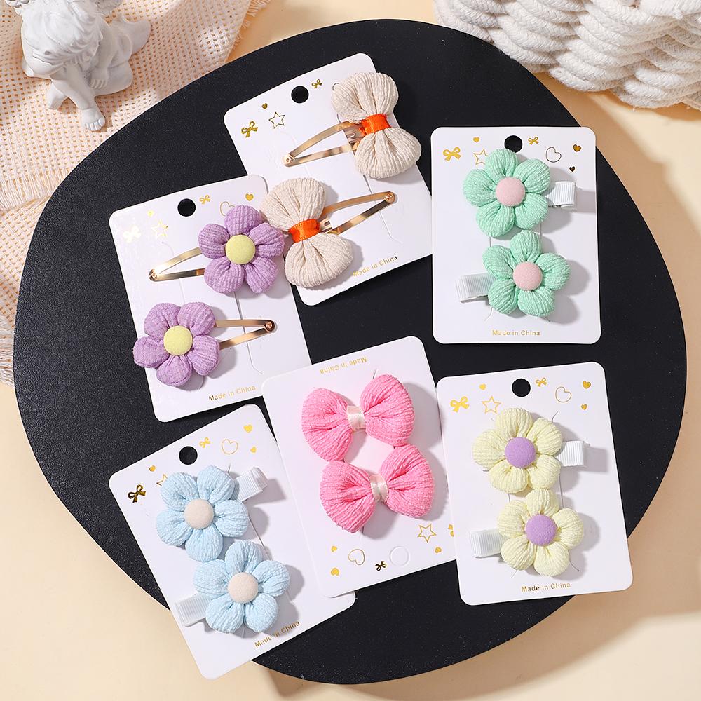 8Pcs/Set Children'S Cute Material Flower Bow Pair Clip Hair Accessories Set Girl Hairpin Temperament Clip Baby Headdress