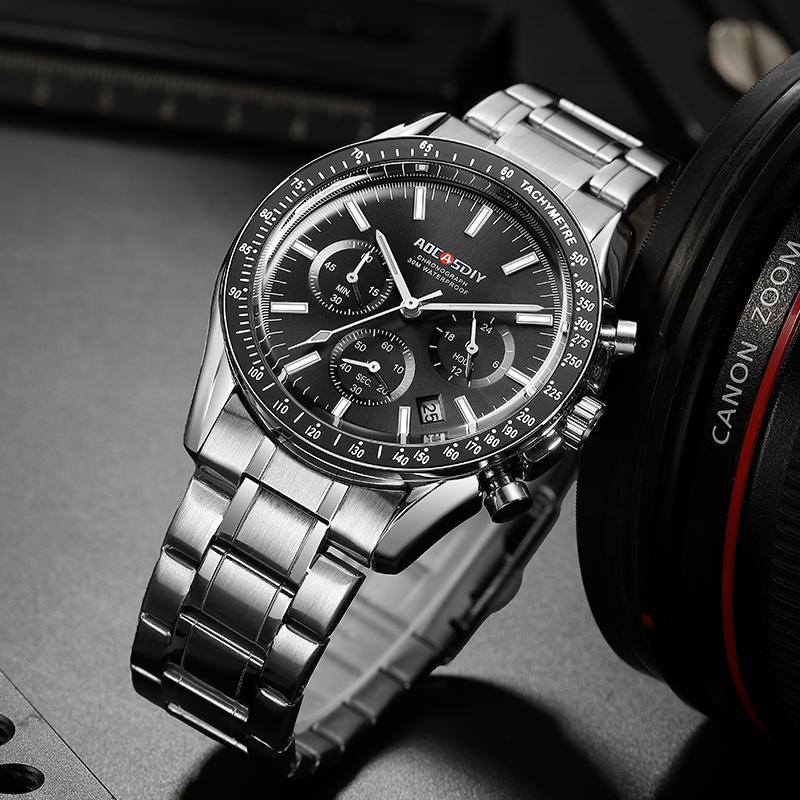Men's Watches Luxury Round Quartz Wristwatch Waterproof Chronograph Watch for Men Auto Date Clock