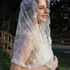 1pc Bride Lace Trim Covering Veil, Hollow Shoulder Scarf Fall Clothes for Women