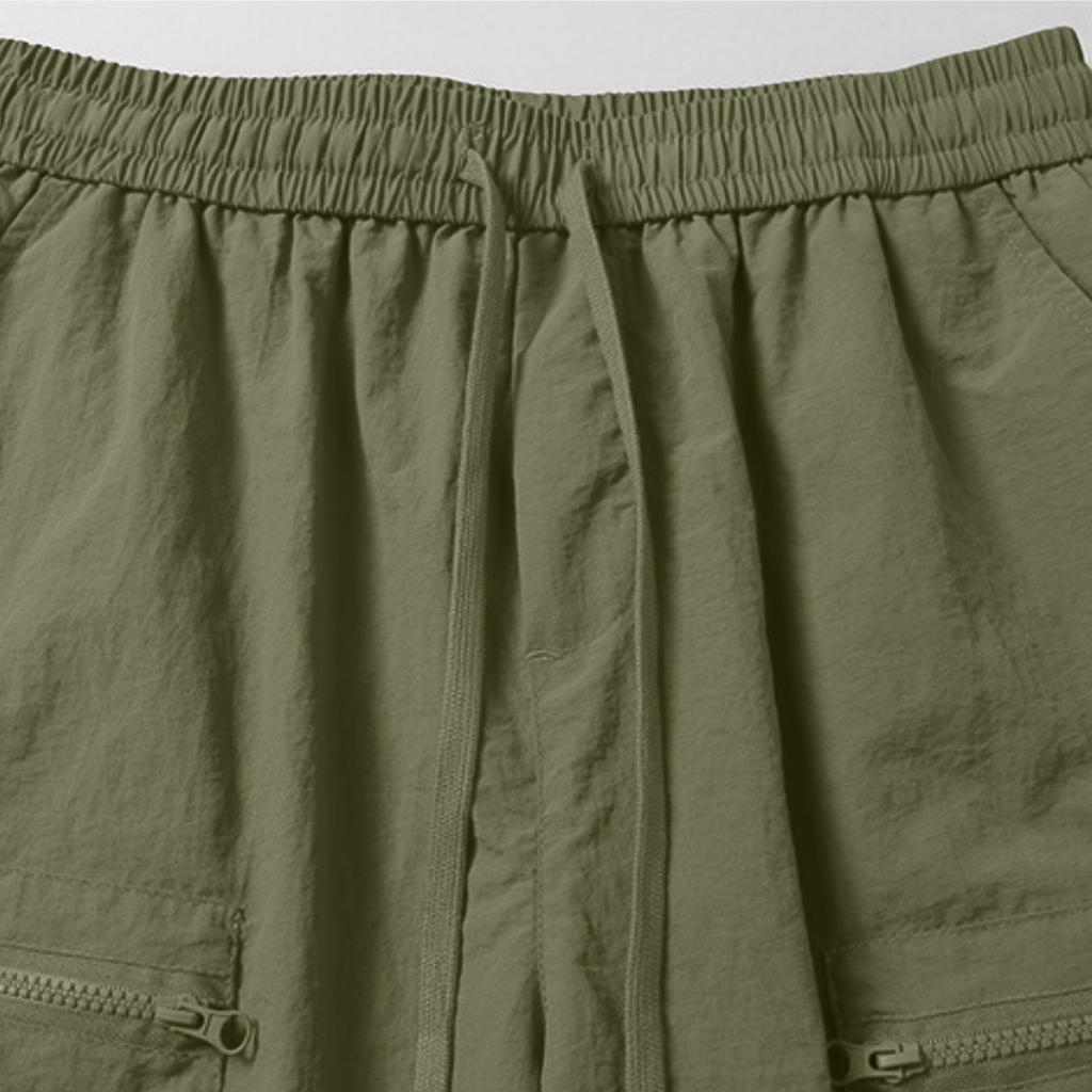 Men's Loose Fit Lightweight Breathable Cargo Shorts with Zipper Pockets Drawstring Waist Casual Athletic Design for Outdoor Activities