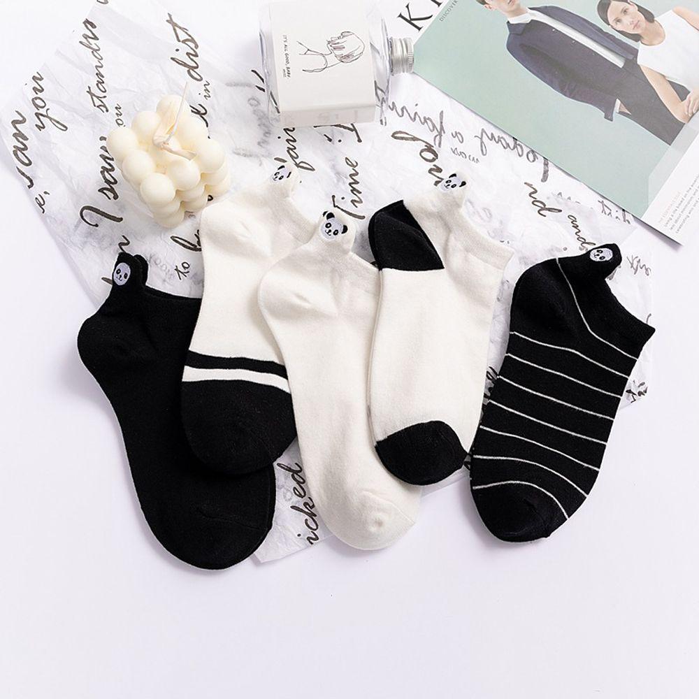 Kawaii Embroidery Girls Ankle Socks Women Cotton Socks Short Heel Socks Embroidery Panda Socks