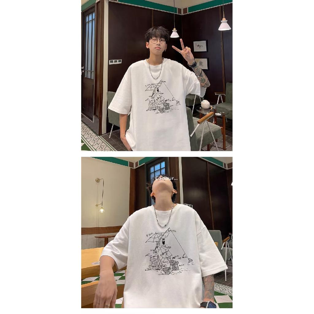 Men'S Trendy Letter Round Neck Printed Short Sleeved T-Shirt For Summer Ins Loose Casual Top