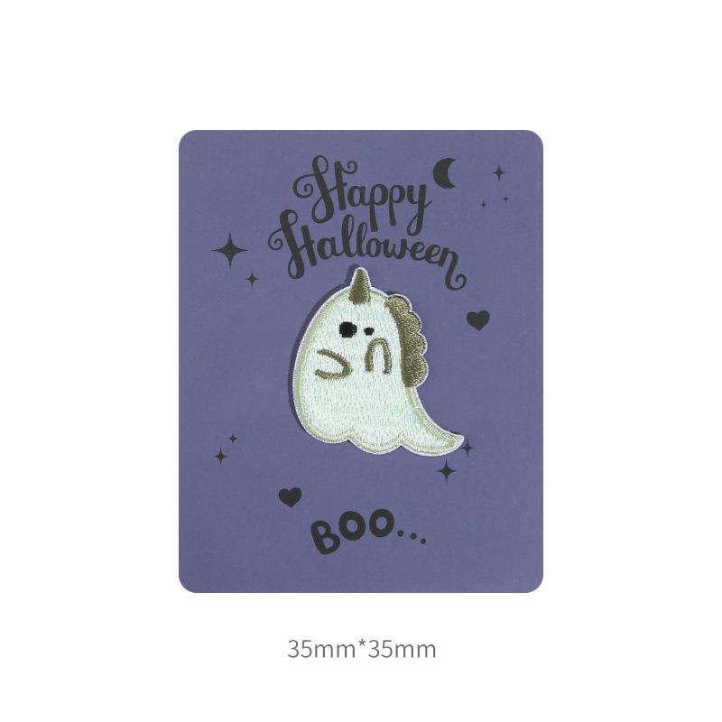 

Самоклеящаяся милая нашивка-стикер с привидением, одежда, брюки, дыры и без следов, вышитая нашивка для ремонта ткани, наклейка с узором для пуховика Ghost Dinosaur