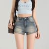 Women's High Rise A Line Denim Hot Shorts Loose Fit Medium Stretch Vintage Washed Casual Mini Shorts For Summer