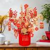 Chinese Lunar Year Decoration Artificial Potted Fake Flower Blessing Bucket Tabletop