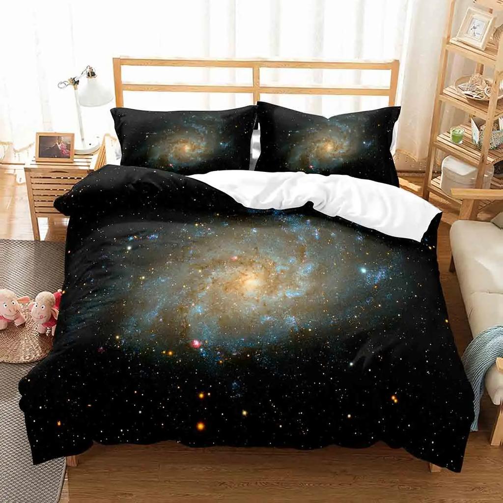 Hubble Image King Queen Duvet Cover Vast Starry Sky Bedding Set Bright Universe Landscape Quilt Cover Polyester Comforter Cover