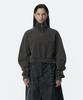 Teulimingbeodeu Embossed High-Neck Short Zip-Up [ Black ]