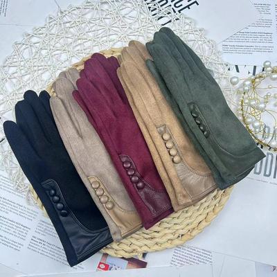 Ms. Qiu Touch Screen Split-Finger Gloves, Non-Slip Thickened Velvet Solid Color Warm Driving And Riding Gloves