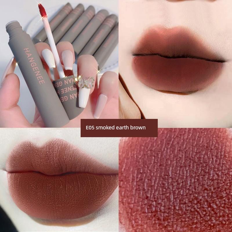 Fingertip Lip Lacquer Matte Finish Velvet Lip Mud Does Not Fade No Stain On Cup Niche Style Brand Student Plain Lipstick for Women