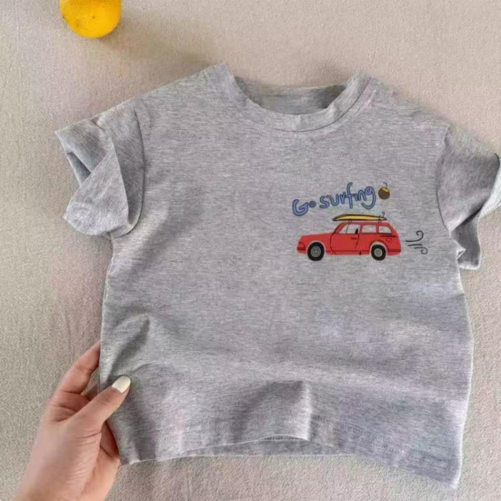 Car Cartoon Tees Tops For Boy Clothing Summer Fashion Children Short Sleeve Clothes Printed Pattern T-shirts Loose Casual Tshirt