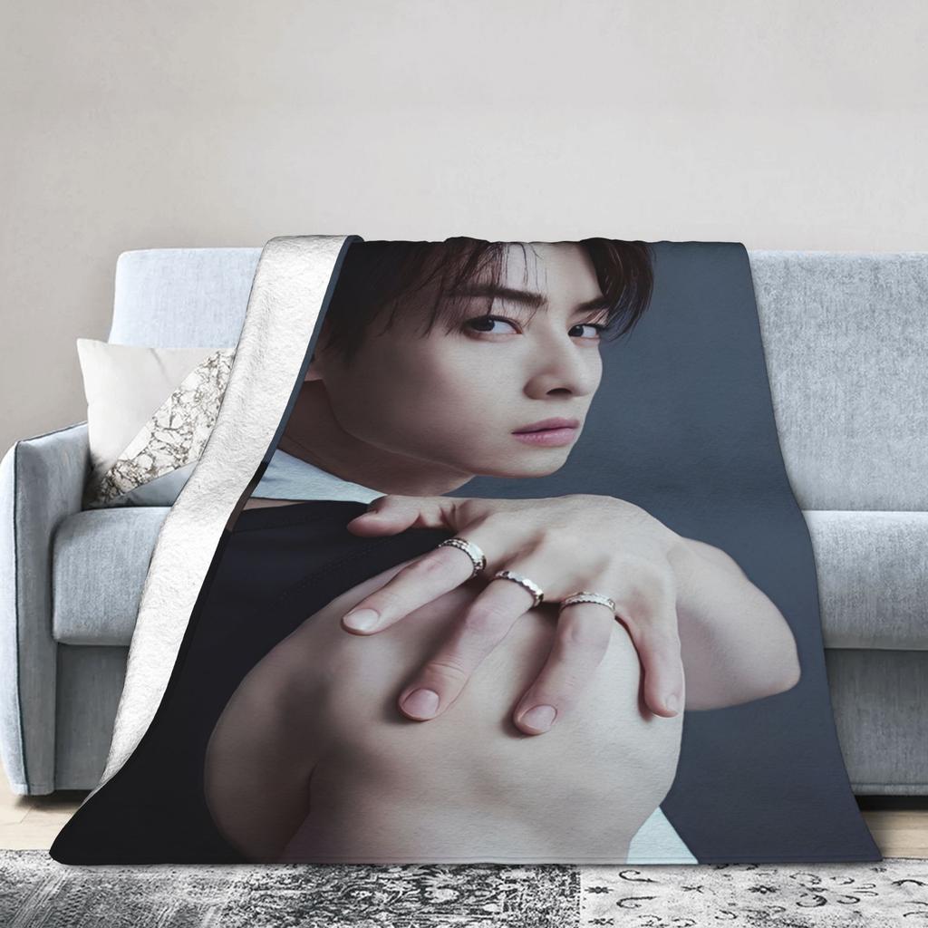 Cha Eun Woo Kpop Astro Idol Blanket Velvet  Cozy Lightweight Thin Throw Blanket For Home Bedding Throws
