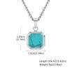 Blue Natural Stone Necklace for Men Boys,Waterproof Turquoise Square Pendant Necklace,Birthday Father Jewelry Gift
