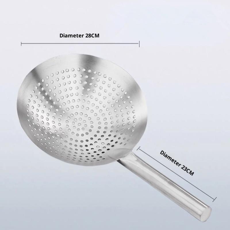 Cooking Made Easy with Stainless Steel Skimmer Spoon Mesh Design for Noodle Dumpling Straining Long Handle
