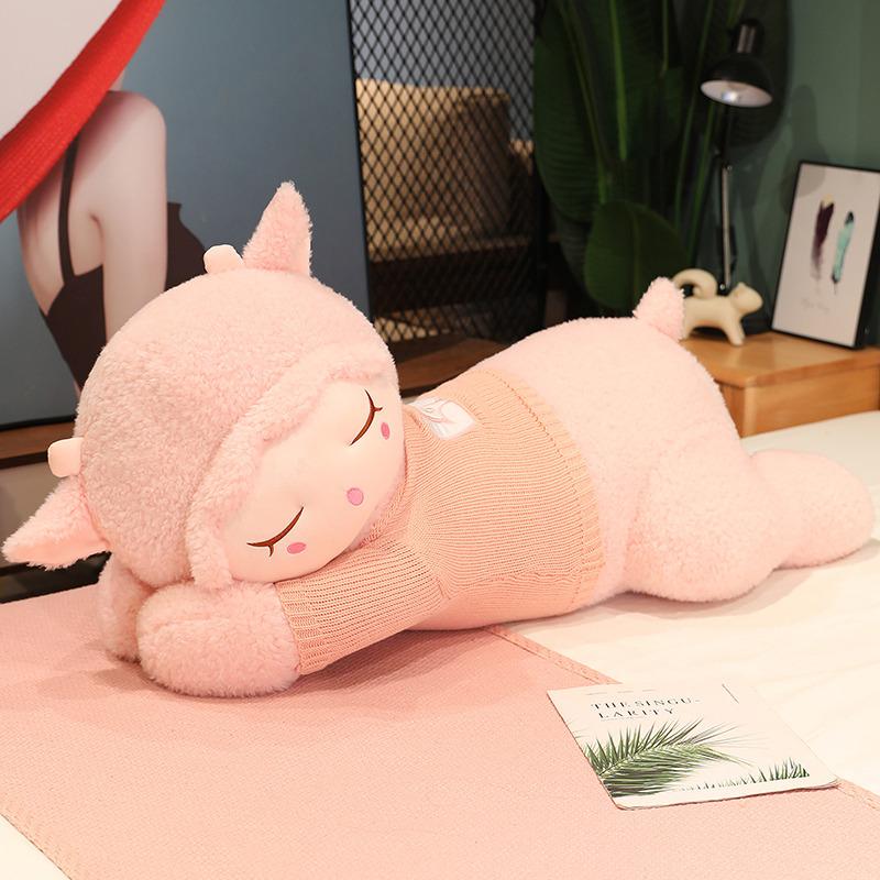 Cute Lying Sheep Plush Pillow Playthings Soft Plush Alpacasso Alpaca Dolls Stuffed Animal Toy Birthday Gift Idea 80cm