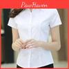 Camicia Estiva da Donna Bianca a Maniche Corte Stile Coreano Slim Fit da Lavoro