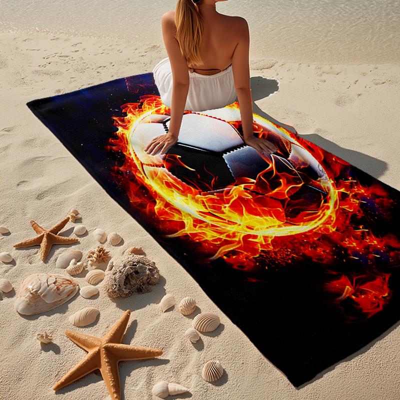 Electric Football Fire Beach Towel, Super Soft Microfiber, Gift for Her/Him, Birthday, for Pool, Beach, Travel, Home Decor Fan gifts