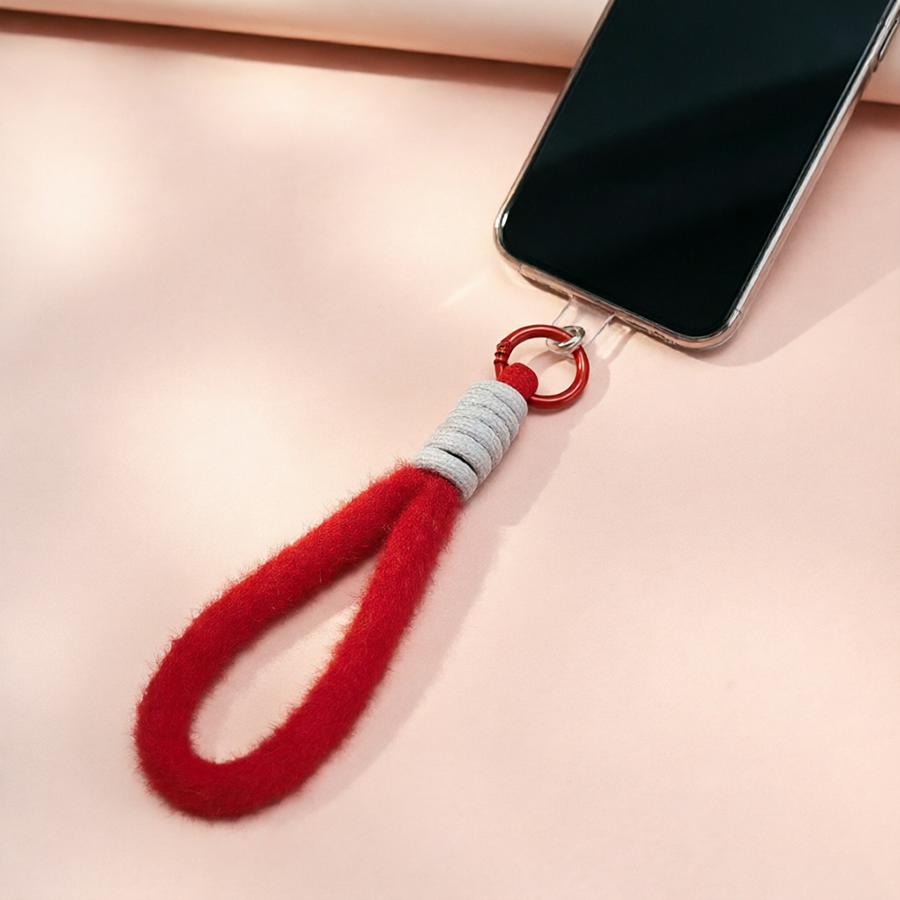 New Fashion Plush Phone Wrist Lanyard With Clear Patch 5 Color Options Durable Shockproof Wristlet Leisure Versatile Accessories