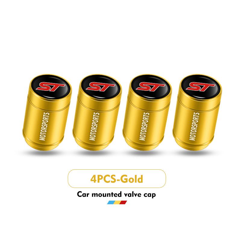 4pcs Car Logo Tire Valve Cover Alloy Wheel Tyre Stem Dust Cap For Ford S-MAX Kuga Mondeo Fusion KA Everest Escape ST Racing