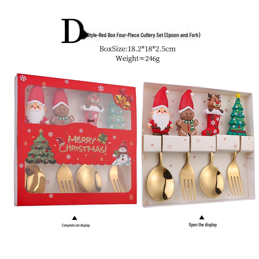 Cross-Border Cute Snowman Christmas Spoon & Fork Set – Creative Dessert Tableware Gift