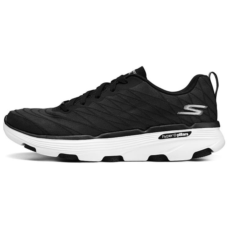 Skechers Go Run 7.0 Iridescent Fabric Cushioning Low Top Casual Running Shoes Men sneakers Black White 220643-BKW 39.5