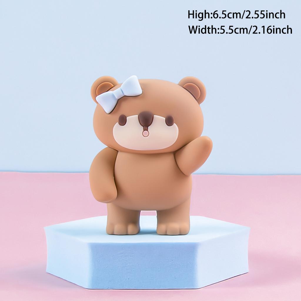 Růžový Modrý Medvídek Topper na Dort Medvídek Panenka Ozdoby Vkládací Dekorace Narozeninového Dortu pro Miminko Chlapec Dívka Oslava 1. Narozenin Odhalení Pohlaví