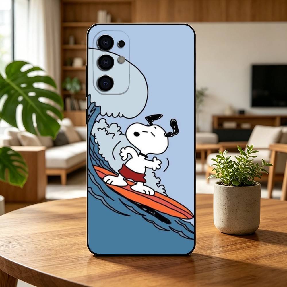 Cartoon T-S-noopy-PC Phone Case Black Silicone Soft For Samsung S25,S24,S21,S22,S23,S30,Ultra,S20,Plus,Fe,Lite