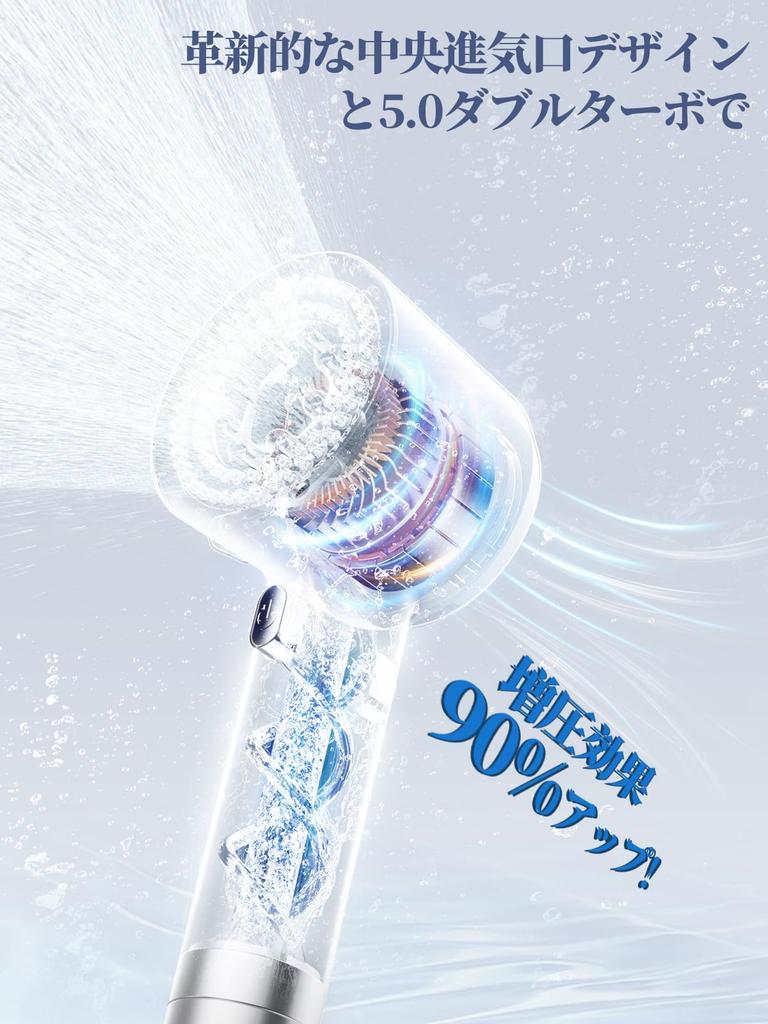 Shower Head Micro Nano Bubble Original Double Pressure Boosting and Cleaning Water Saving Shower Head Water Stop Mode High Water Pressure Shower Head