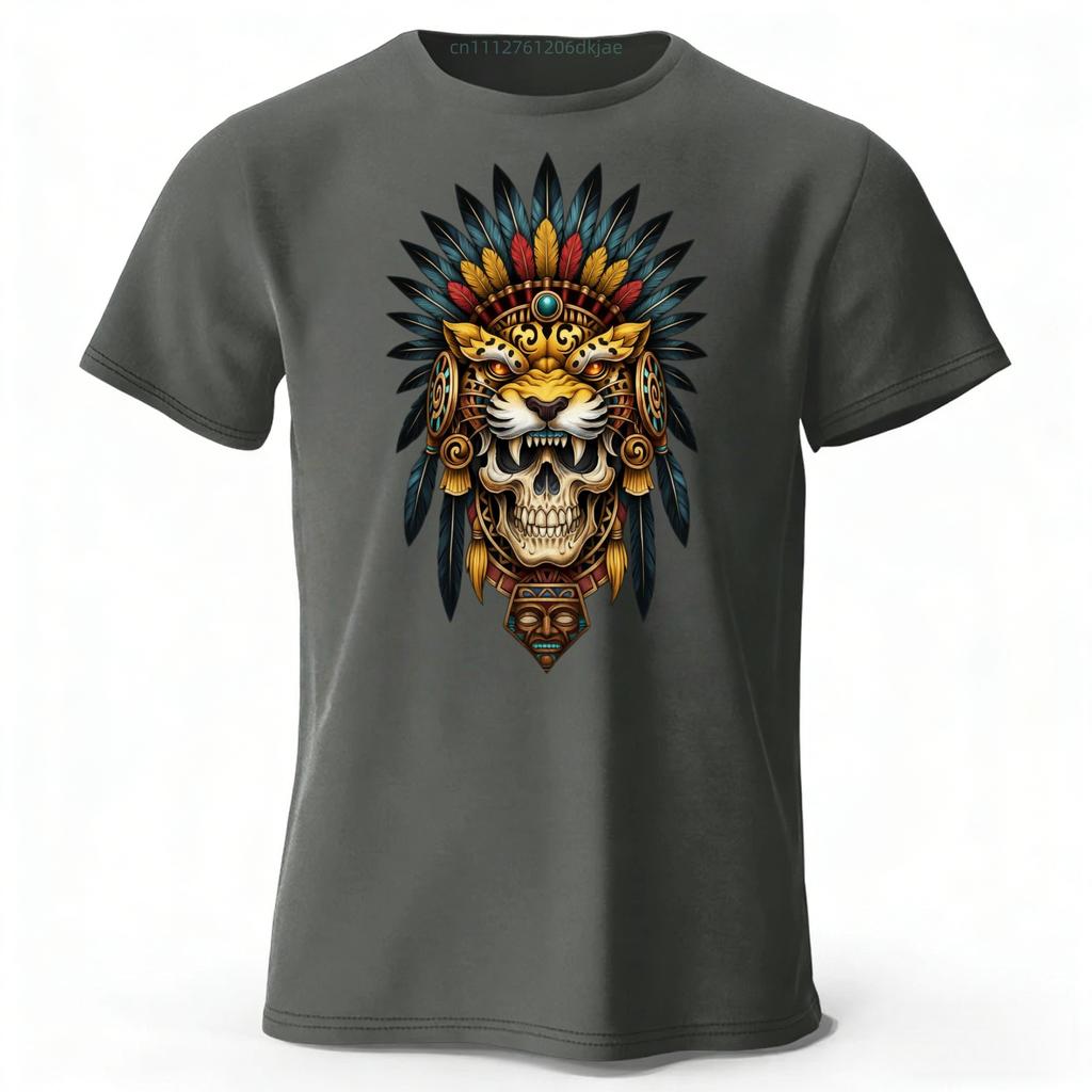 Fashionable South American Tribal Printed Pure Cotton Short Sleeved Shirt with Multiple Color Options for Mens Casual Tshirt