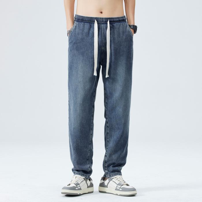 

Summer Thin Tapered Pants Tied Loose Tensile Jeans Men S