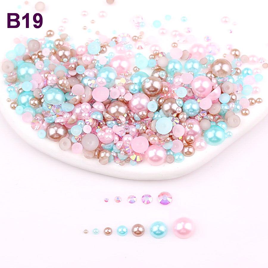 Mixed 2mm-10mm Half-Round AB Plated Resin Pearls - DIY Accessories